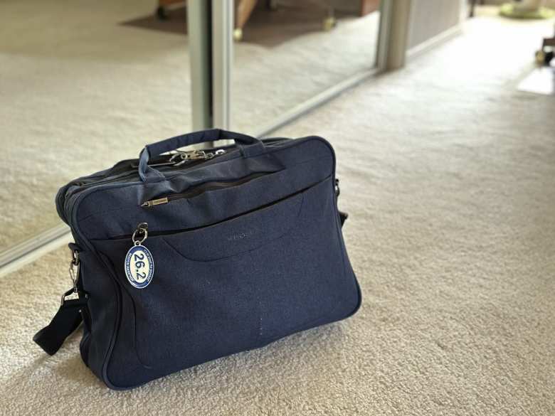 The blue Kroser laptop bag I often use for ultralight travel.