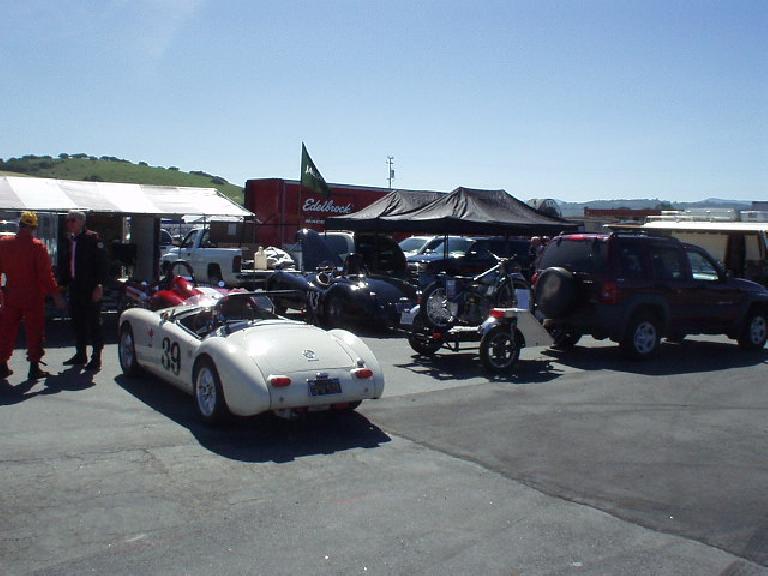 While searching for the restrooms we saw some really cool cars.  Here's a white MGA race car.