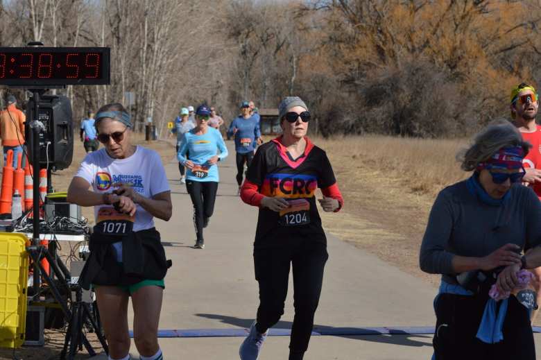 You can see me in the center of the photo, just three seconds away from finishing the Lee Martinez Park 10K Tortoise & Hare race.