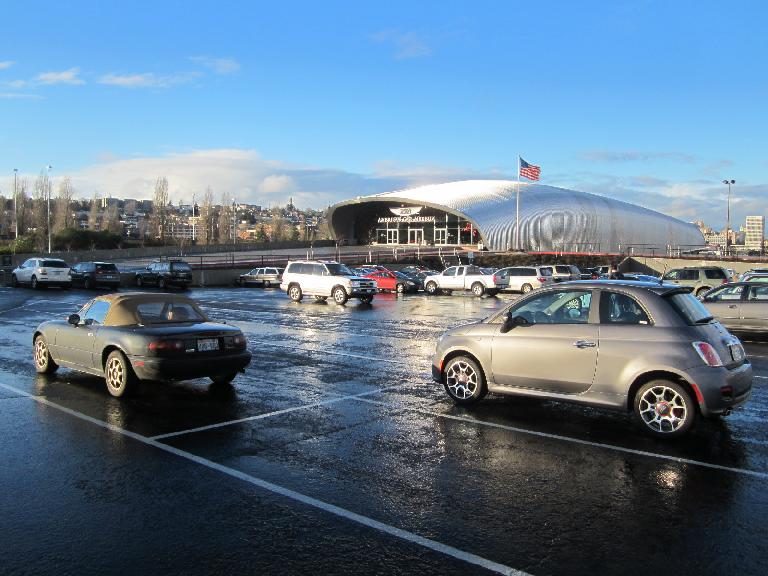 Outside the Lemay Museum. The Fiat 500 was my rental car.