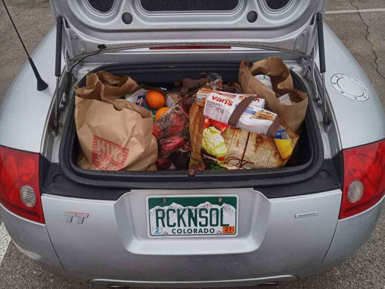 $200 worth of groceries in the trunk of my Audi TT Roadster Quattro.