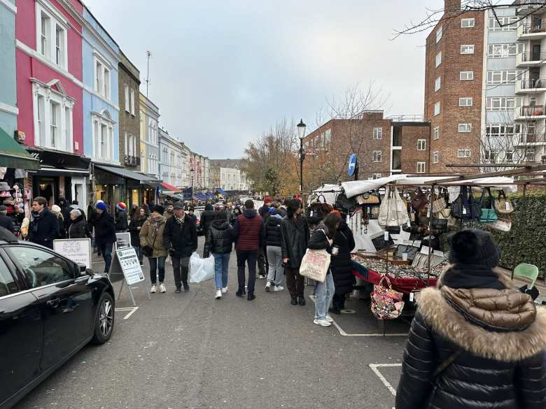 The Portabello Road Market in Notting Hill.
