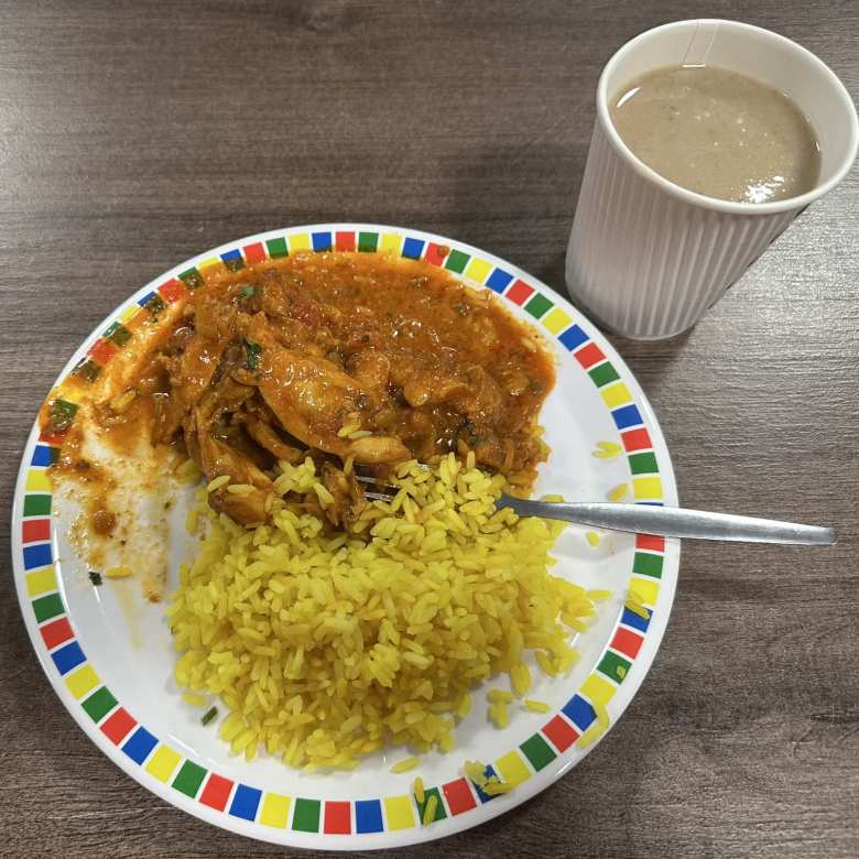 The Northstowe control--the last one until the end--had the best food. They were serving chicken curry, biryani rice, and milkshakes. They also had pasta, salad, and much more that's not shown here. The Northstowe control--the last one until the end--had the best food. They were serving chicken curry, biryani rice, and milkshakes. They also had pasta, salad, and much more that's not shown here.