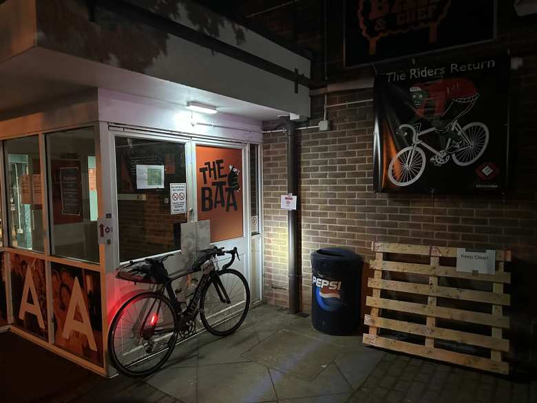 At 3:45 a.m., I reached the finish at Writtle. However, no one was there and there was a sign saying that the control would open at 7:30 a.m.