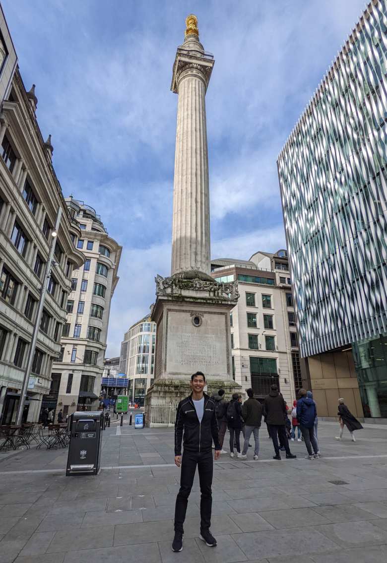 Felix at the Monument in London.