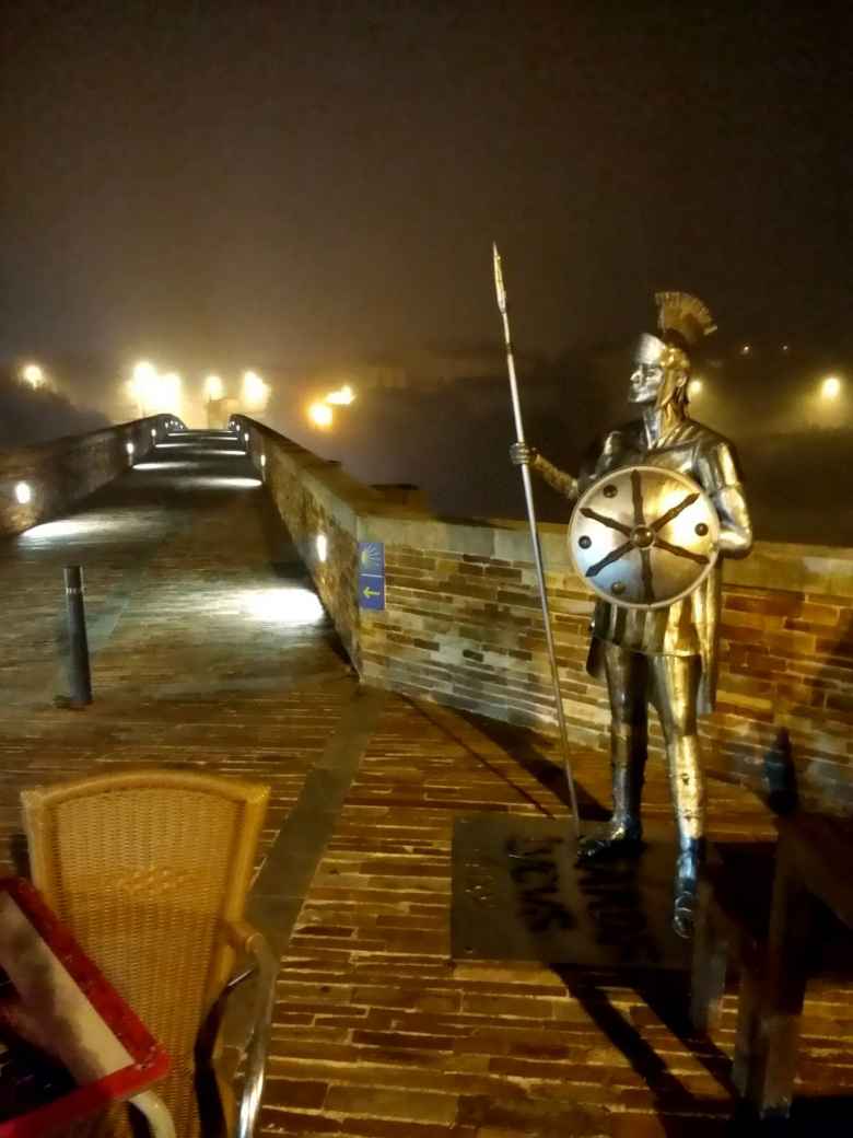I passed by this statue of a Roman warrior on the Puente Romano (Roman bridge) as I walked out of Lugo to continue my journey on the Camino de Santiago.
