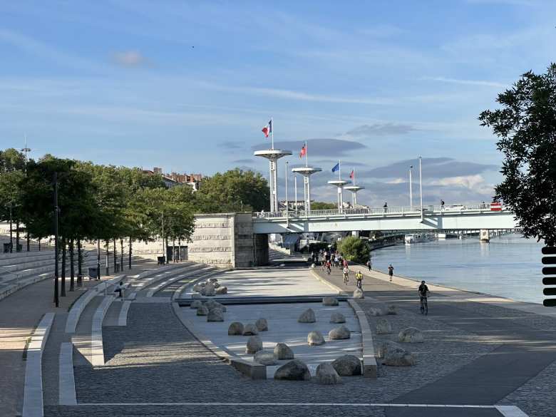 The Rhóne riverfront in Lyon that I did morning runs on had lots of cyclists and pedestrians.