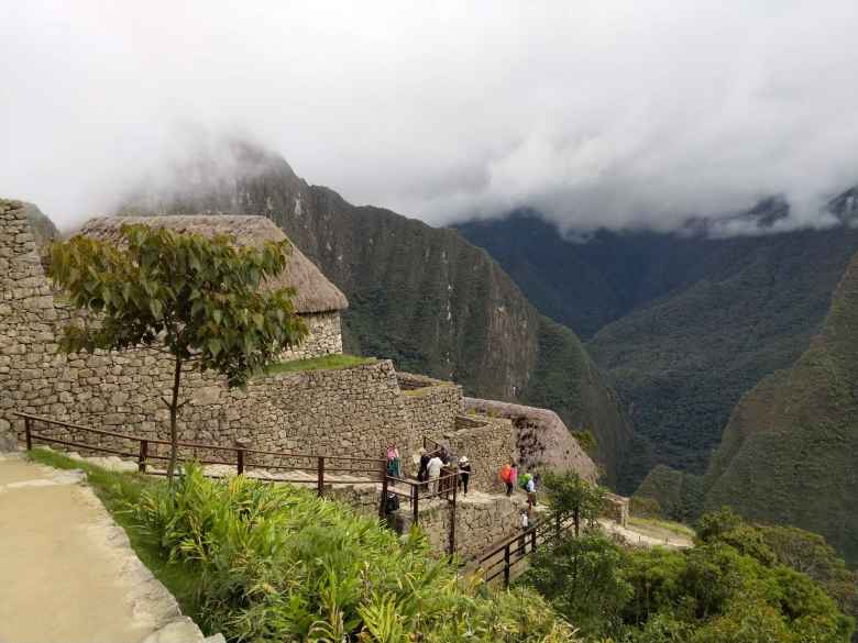 Descending steps down to Machu Picchu.
