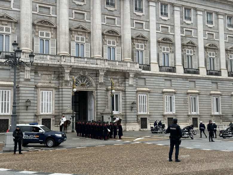 The National Police outside the Royal Palace in Madrid.