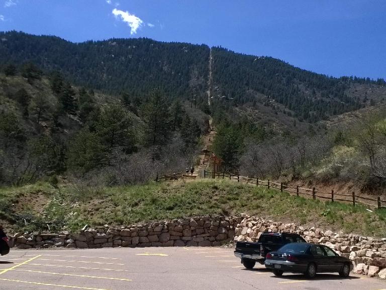 View of the Manitou Springs incline from the base trailhead.