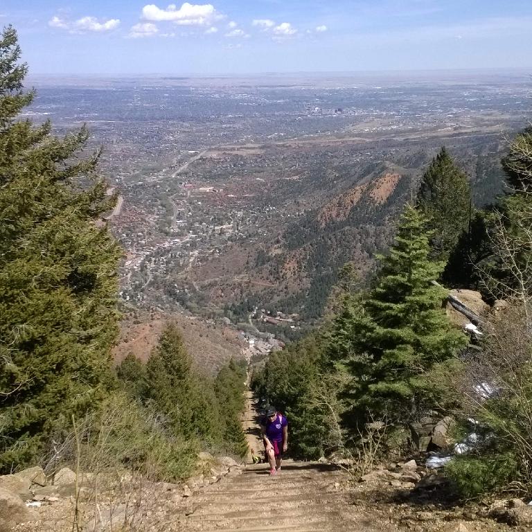 View of Colorado Springs from the top of the Manitou Springs Incline.