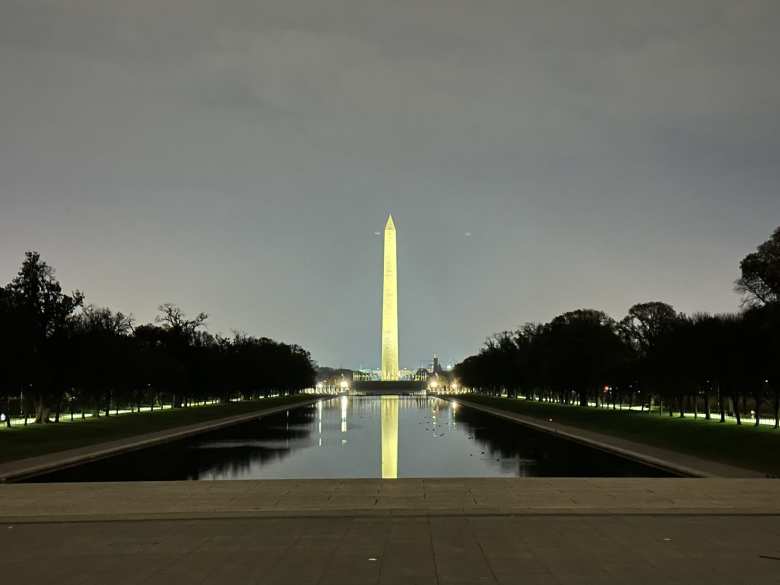 The Washington Monument on morning of Marine Corps Marathon.