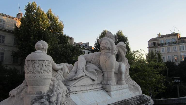 Statues by the G̢re Marseille St-Charles (St. Charles Bus Station).