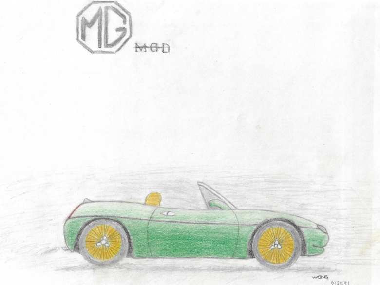 green MG MGD Roadster concept sketch