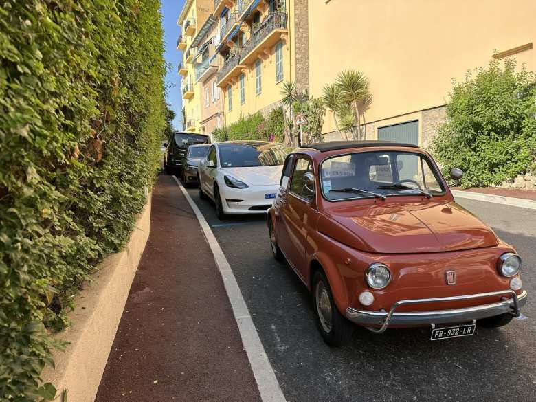 A red vintage FIAT 500 in Monaco.