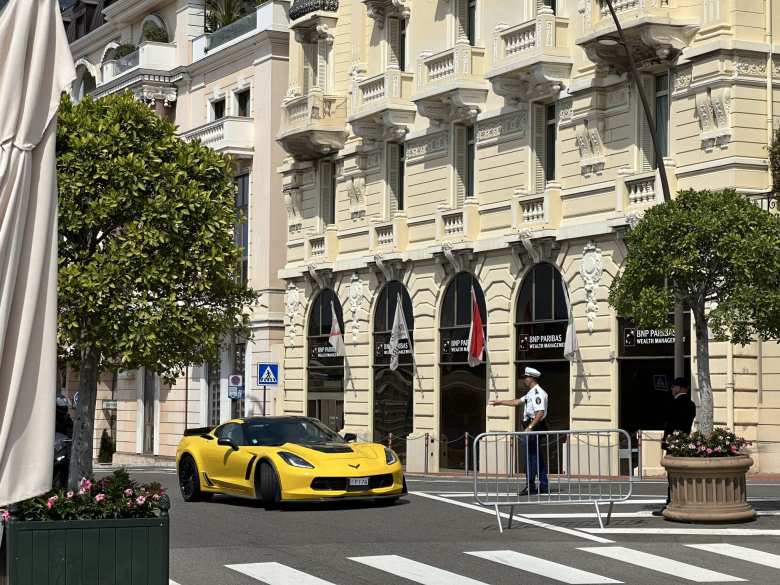 A yellow seventh-generation Corvette in Monaco.