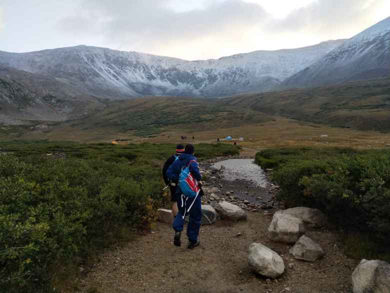 Beginning the hike to the summit of Mt. Democrat.