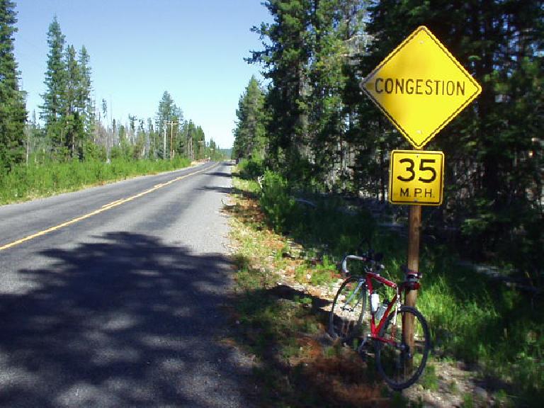On Highway 40, I thought this sign was kind of funny, since the only vehicular traffic on this road for many, many miles was my race bike!