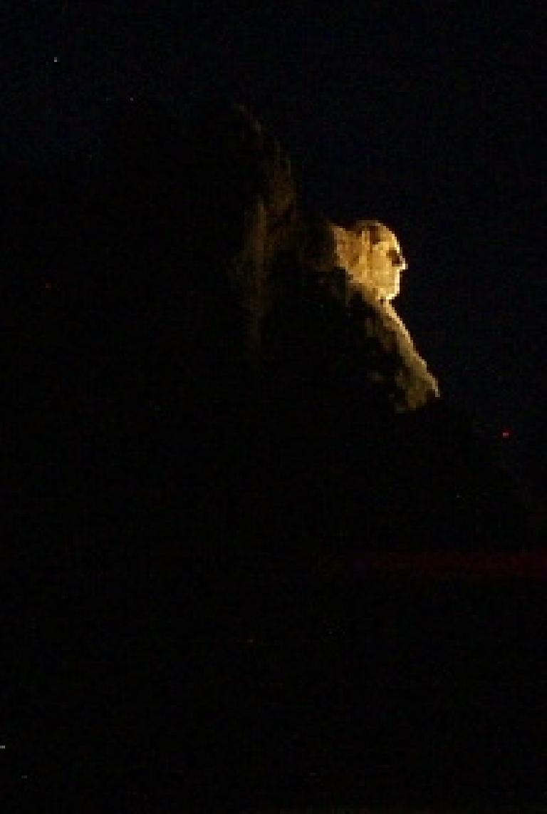 It was a serene Friday night for me, having driven along Highway 244 to see the lighting of Mt. Rushmore.  You can see George Washington here.