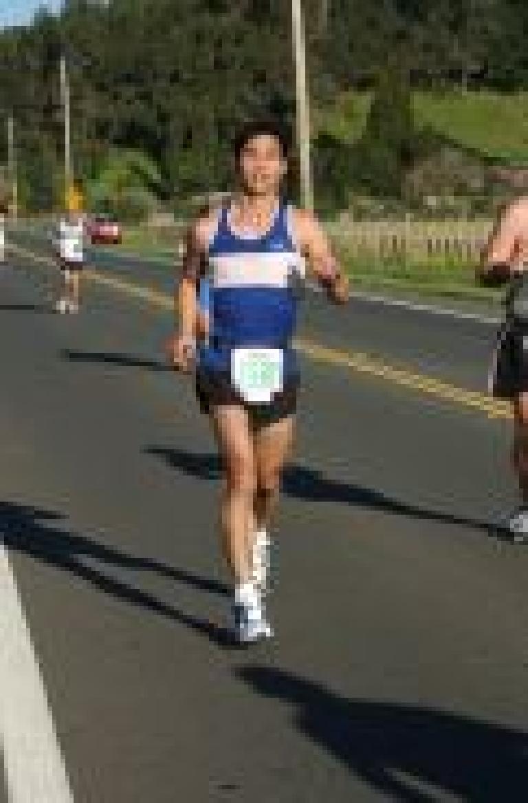 On this classic sunny Californian morning, I started out at a brisk pace (for myself) in the Napa Valley Marathon. Photo: marathonfoto.com. On this classic sunny Californian morning, I started out at a brisk pace (for myself) in the Napa Valley Marathon. Photo: marathonfoto.com.