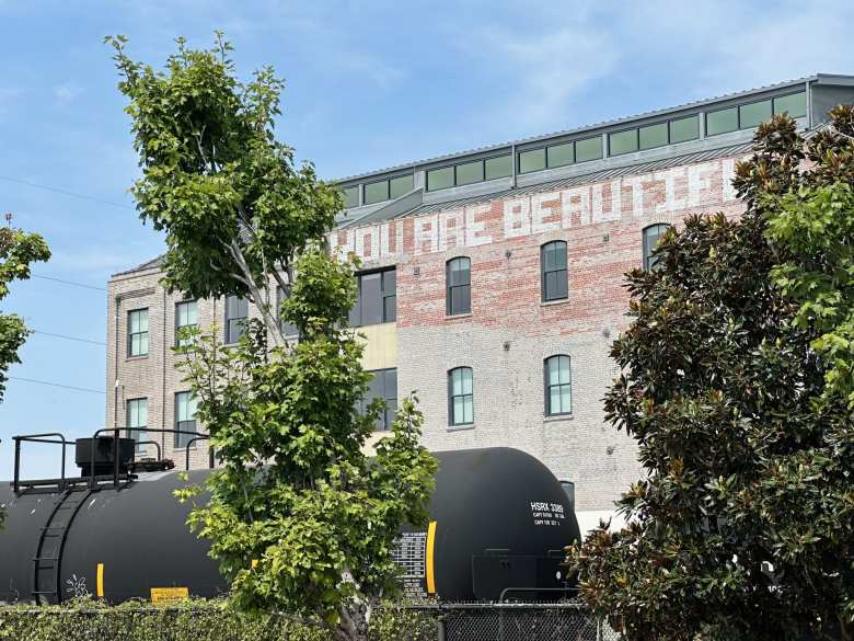 A building that read, “You are beautiful” near Crescent Park in New Orleans. 