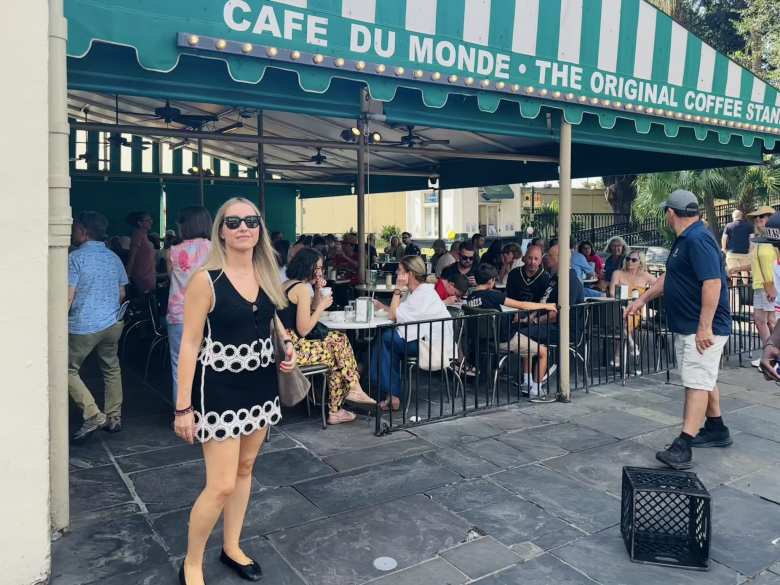 Andrea at the Café du Monde in New Orleans.