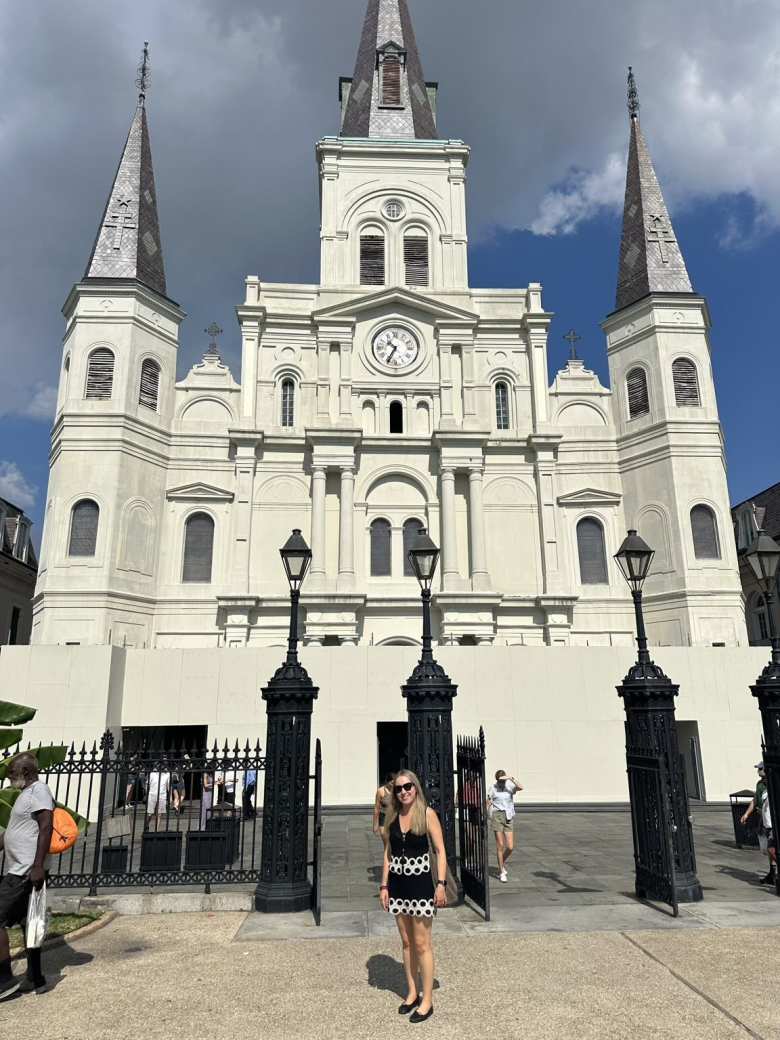 Andrea in front of the New Orleans Cathedral.