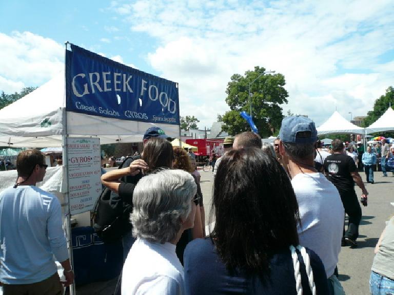 As many music stages as there were, there were more booths.  Here's one selling Greek Food.