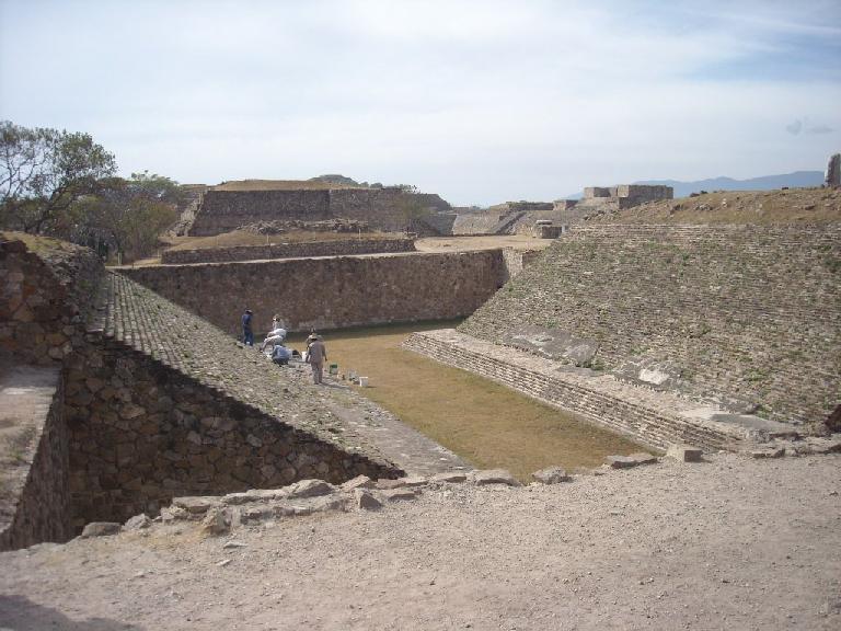 The ball court at the ruins of Monte Alban.