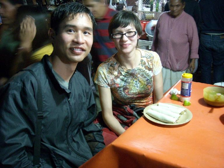 "Now THIS is the way to eat in Mexico," Sarah said as we ate at a street-side vendor's food stand.