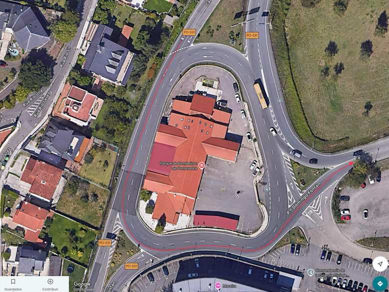 The red line shows my path into and out of this huge roundabout. I had exited it before I even realized it, and therefore failed to signal when exiting.