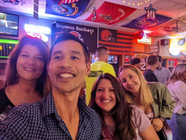 We met two random people named Suzy and Kim doing a girls' night out at a college bar named Tuty's Bar and Grill in Beavercreek, Ohio.