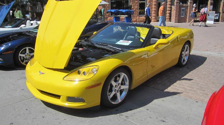 Yellow C6 Corvette convertible.