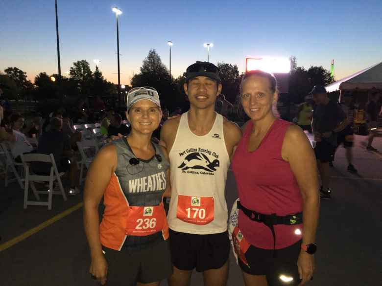 Mel, Felix, and Connie at the start of the 2019 Omaha Marathon.