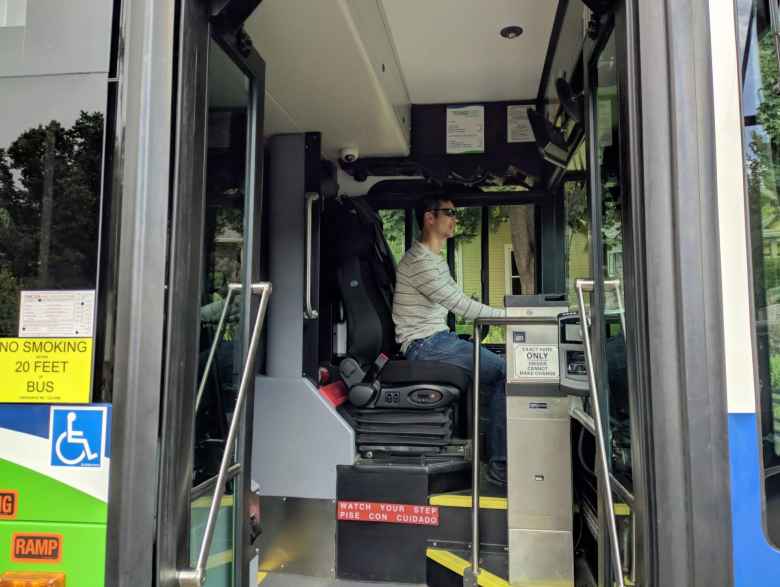 I got to sit behind the wheel of a TransFort Bus at Open Streets on the Maple Bikeway in Fort Collins.