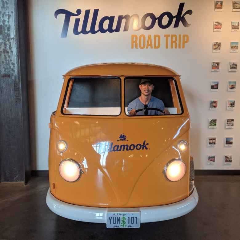 Felix Wong in the Tillamook Road Trip VW Bus.