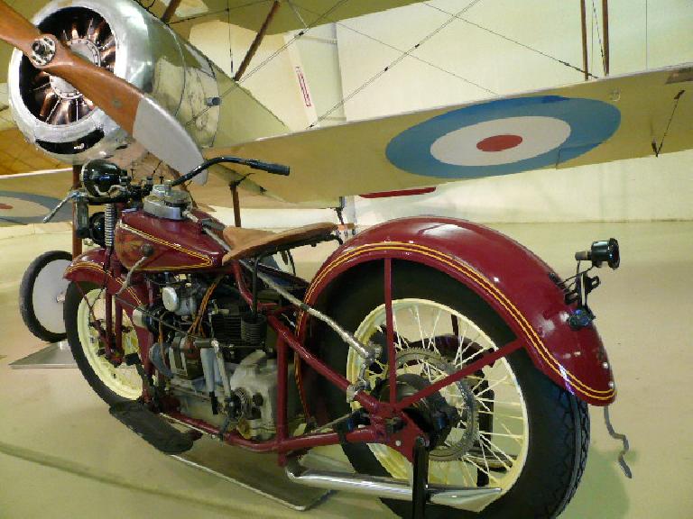 A 1931 Henderson and a 1916 Sopwith Pup (that the German Red Baron considered superior to his own plane).