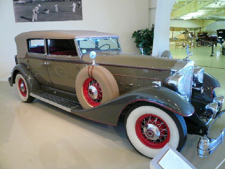 A 1933 Packard Tenth Series Convertible Sedan.  Despite the Great Depression, Packard continued to produce ever more luxurious and well-crafted cars.