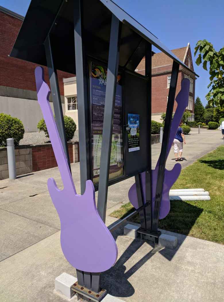 Purple guitars at Jimi Hendrix Park in Seattle.