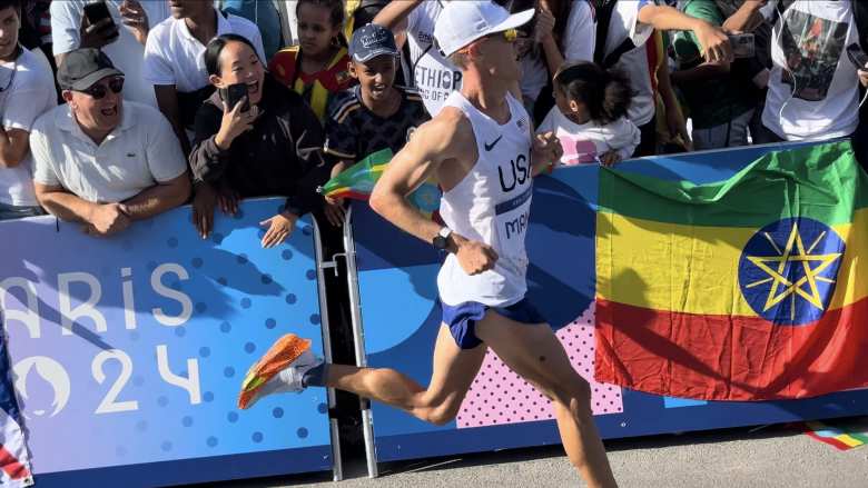 Conner Mantz (USA) finished the Olympic men's marathon in 8th place.