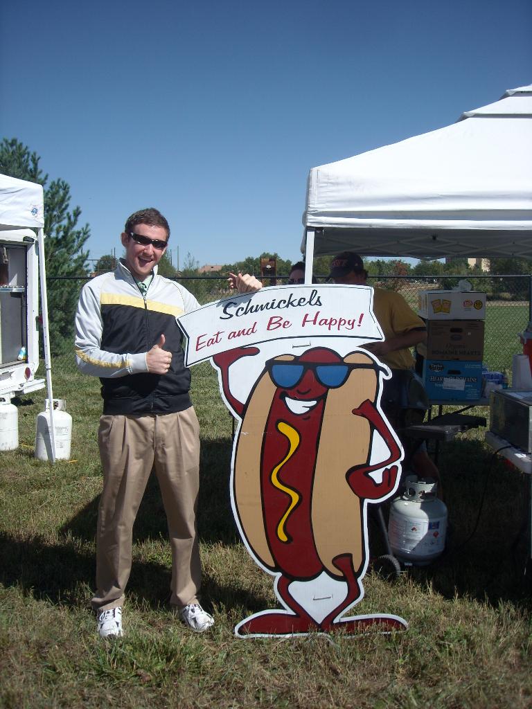 Tim by the Schmickels hot dog stand.