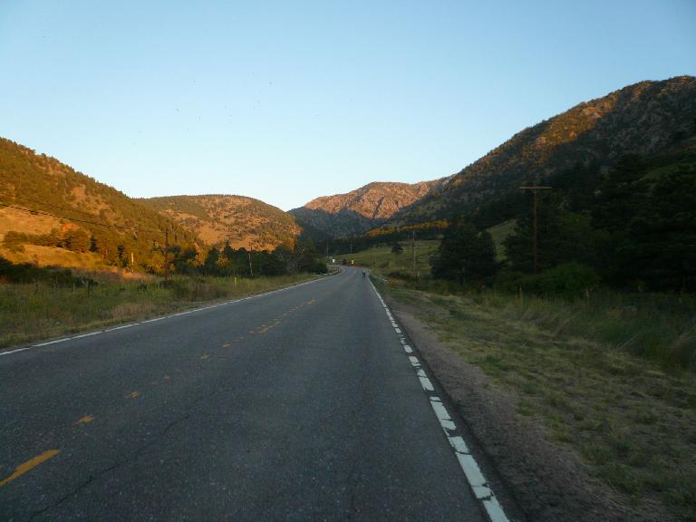 [Mile 18, 6:27 a.m.] Starting up the climb through Coal Creek Canyon.