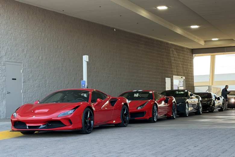 A whole row of Ferrari 296 GTBs.