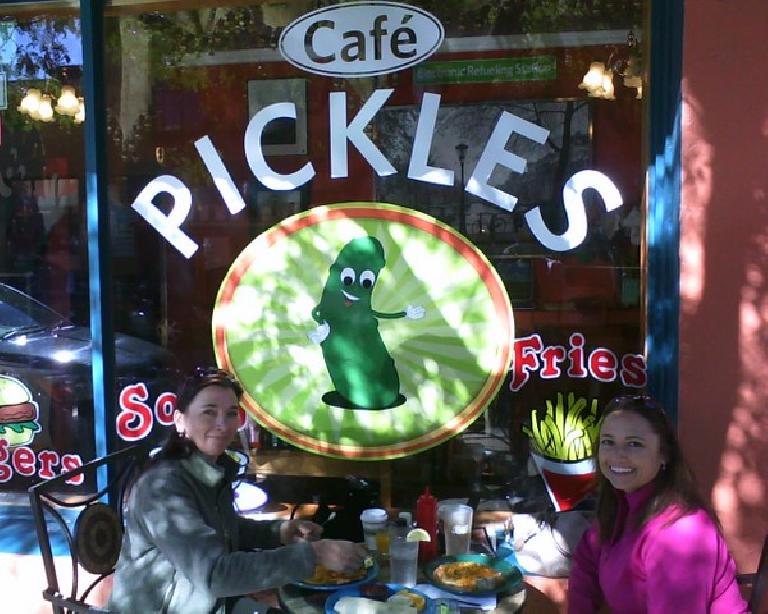 Having breakfast at Cafe Pickles in Flagstaff before heading to the Petrified Forest.