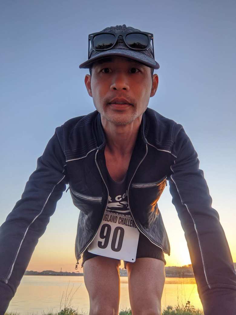 Felix Wong before the start of the 2021 Pine Tree Marathon.