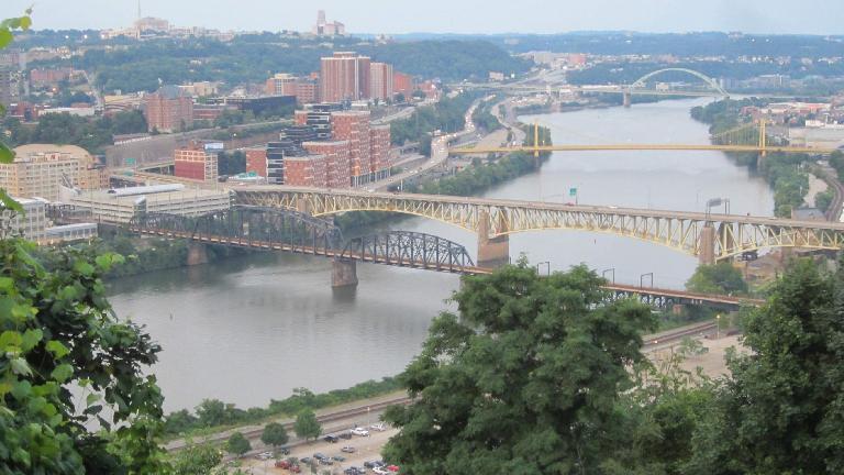 Bridges in downtown Pittsburgh.