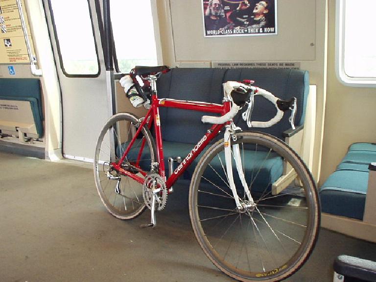 "I'm not used to getting a ride in closed quarters," thinks Canny, my faithful 'dale, taking a ride on the BART from Fremont to Pleasanton.