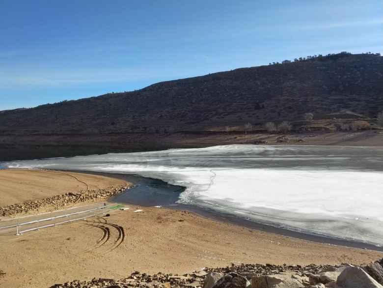 The Horsetooth Reservoir South Bay was quite frozen over before the 2019 Polar Bear Run and Plunge.