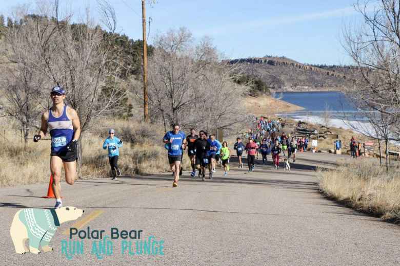 Felix Wong (left) running up the first hill of the 2019 Polar Bear 5k Run.