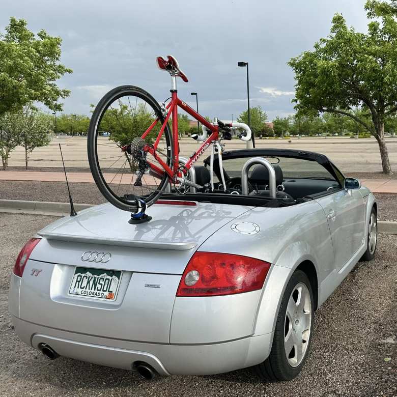 It started to rain 10 minutes after I finished the ride, but I had to drive home with the top down due carrying the bike.